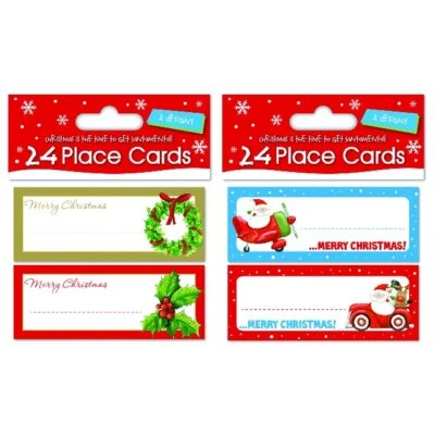 THE HOME FUSION COMPANY 24 x Christmas Xmas Place Cards Table Name Settings - 2 Designs to Choose