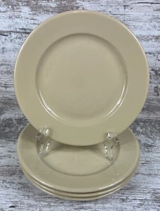 4 Vintage Buffalo China Cafe Beige Tan 9” Rimmed Luncheon Plates Restaurant Ware - Picture 1 of 10