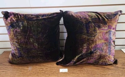 Ralph Lauren Rutherford Park Paisley Burgundy Velvet Throw Pillows 20 X 20 Lot - Image 1 of 4