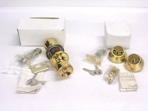 NOS! CAL LOCK SET SERRATURA PORTA INGRESSO CON CHIAVE COMBO, CATENACCIO, OTTONE, 9150/531PB - Foto 1 di 4