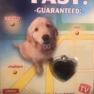 Find Lost Pets Fast!! Smart Tag Pet ID SMALL Silver Heart Tag - New In Package - Picture 1 of 6