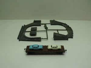 Kibri N Scale Double Track Tunnel Portals & Lima ATSF Flat Car w/Automobile Load - Picture 1 of 17