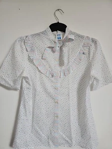 Vintage 80s BHS Ditsy Floral Pussy Bow Blouse Top Size 8 10 - Picture 1 of 5