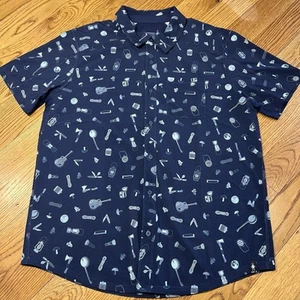Smartwool Button Up Shirt Men's Size L Gone Camping Pocket Breathable Deep Navy - Picture 1 of 10