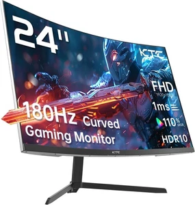 24 Inch Curved Monitor, FHD 1080P@180Hz Gaming Monior with 1500R VA Panel, 1ms M - Picture 1 of 9