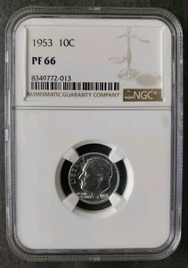 1953 Proof 10c Roosevelt Silver Dime NGC PF66 - Picture 1 of 3