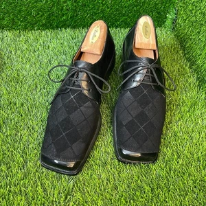 Frattelli Mens Black Suede Argyle Derby Sz US10 UK9 Lace Up Made in Italy - Picture 1 of 14