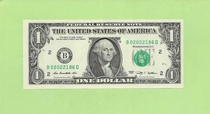 2009 ..UNCIRC $1  B 0202 2186 D .... 2009 $1  B-D      NICE NOTE     FRN - Picture 1 of 2