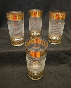 Drinking glasses 4 mid century highball 22k gold MCM Culver? - Picture 1 of 12