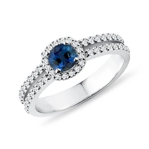 950 Platinum Lab Grown Blue Sapphire Gemstone Engagement Ring 1.00 Ct Round Cut - Picture 1 of 7