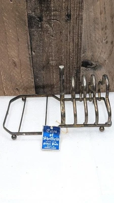 Estante para tostadas vintage plateado de 4 piezas con espacio para Bowl Tales Of Sheffield Foto 1 de 4