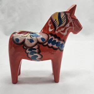 Nils Olsson cavallo svedese 6" legno intagliato dipinto a mano arte popolare Dala anni 90 - Foto 1 di 10