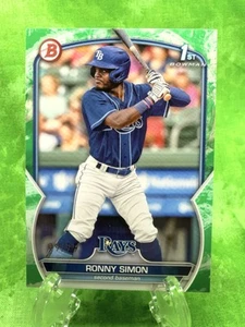 Ronny Simon /99 Green Pattern - 2023 Bowman #BP-112 Tampa Bay Rays 1st Prospect - Picture 1 of 11