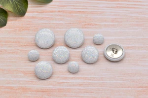 Set of 5 White Sparkly Handmade Fabric Covered Shank Button - 12mm, 18mm, 22mm - Picture 1 of 8