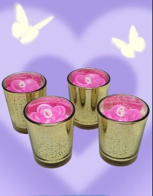 Juego de 4 velas pequeñas decorativas y aromáticas, hechas a mano con cera de soja ecológica Foto 1 de 4