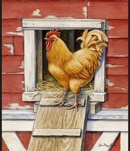 ROOSTER Fabric Quilt Panel 36" x 45", Chicken, Yardbirds, Farm Animal (see descr - Picture 1 of 2