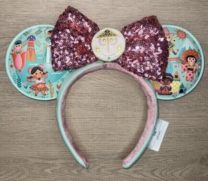 2024 Disney-Parks It’s A Small World Pailletten Minnie Maus Ohren Stirnband Neu - Bild 1 von 5