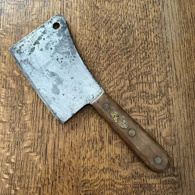 Cuchillo de carnicero de herrero Village de colección hoja de acero de 6" de 11,5" de largo WIS  Foto 1 de 4