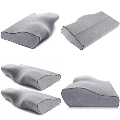 Paquete de 2 almohadas de espuma viscoelástica contorno para aliviar el dolor de cuello con cubierta lavable de EE. UU. Foto 1 de 4