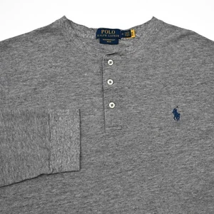 Polo Ralph Lauren Henley Featherweight Mesh Shirt Men's Medium Gray Long Sleeve - Picture 1 of 7