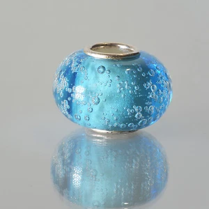 Individuality Beads IBB Sterling Silver Blue Bubbles Murano Glass Charm Bead - Picture 1 of 3