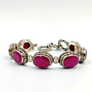 Samuel B Behnam BJC Sterling Silver 925 Raw Ruby Bracelet 8" Toggle Clasp - Picture 1 of 17