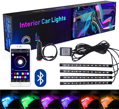 48 LED Tira de Luz Interior Coche USB Inalámbrico APP Control Encendedor de Cigarrillos RGB Foto 1 de 4