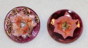 Rose Quartz/Serenity Palette FLOWER, Czech Glass Button,27mm, Handpainted, (b11) - Picture 1 of 1