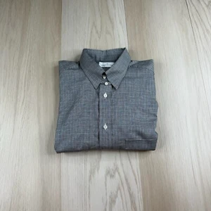 Camisa Ermenegildo Zegna Para Hombres Gris A Cuadros Clásica Preppy Informal Abotonada Talla 40 - Imagen 1 de 9