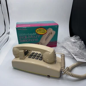 Vintage Radio Shack Wall Mount Telephone ~ ET-195 ~ Almond Color - New Open Box - Picture 1 of 7