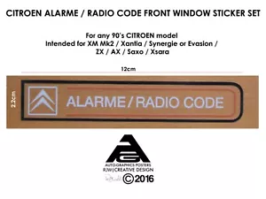 Juego de pegatinas ventana delantera código radio citroen/alarma - Imagen 1 de 1