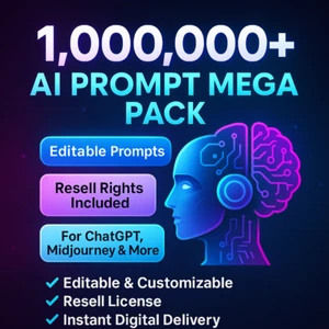 1000000+ AI Prompt Mega Pack | Editable Niche Prompts | Resell & Customize - Picture 1 of 2