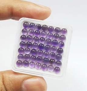 30 Pcs Natural AAA Purple Amethyst Round Calibrated Cabochon Lot Loose Gems 4 MM - Picture 1 of 13