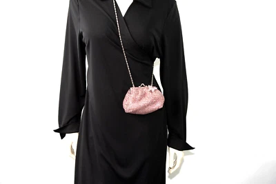 Isabella Adams Swarovski Crystals Clutch Crossbody Pink with Butterfly Pin New - Image 1 of 4