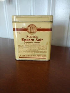 Vintage Squibb's Epsom Salt 1lb. Tin by E.R. SQUIBB & SONS NY - Picture 1 of 7