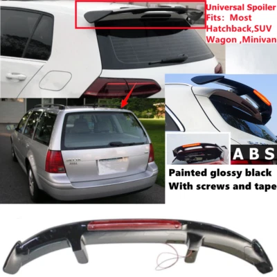 Universal Gloss Black Rear Roof Spoiler w/Light Fit For VW Jetta Wagon 2002-2005 - Image 1 of 4