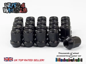 20 x Black Alloy Wheel Nuts M14x1.5 60° Degree Tapered 19mm Hex Closed Ended - Picture 1 of 2