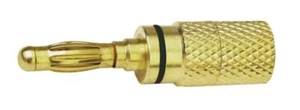 Enchufe banana chapado en oro de alta calidad de 4 mm con banda codificada negra - Imagen 1 de 2