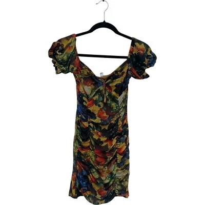 Urban Outfitters Mini Dress Womens Small Multicolor Off-Shoulder Fruit Print - Image 1 of 4