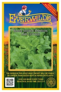 1000 Black Seeded Simpson Leaf Lettuce Seeds - Everwilde Farms Mylar Seed Packet - Picture 1 of 3