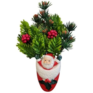 Zapatilla roja cerámica decoración navideña vintage de los años 50 Santa colgante o sentado  - Imagen 1 de 17