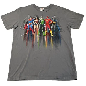 SIXFLAGS DC COMICS SUPERHELD GRAUES T-SHIRT GRÖSSE LARGE B1 - Bild 1 von 6