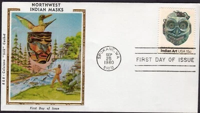 Scott #1835 (1837a) Indian Masks (09/25/80) Colorano Silk FDC Spokane WA - Image 1 of 2