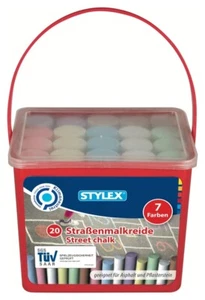 Kinder Straßenkreide Kreide Stangen 7 Farben / 20 Stangen im eckigen Eimer - Bild 1 von 2