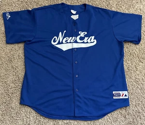 New Era Majestic Baseball Jersey Blue Made In USA 2XL Polyester - Picture 1 of 11