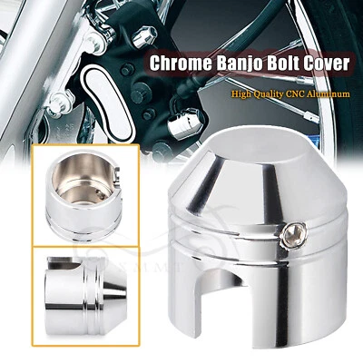 Chrome CNC Banjo Bolt Cover Kit For Harley Dyna Low Rider Road Glide Sportster - Image 1 of 4