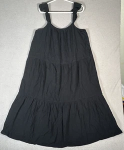 NWT J Crew Midi Dress Women’s Size XL Black Tiered Sleeveless Ruffle Gauze - Picture 1 of 12