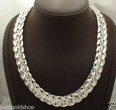 Collar de cadena Orme tejido trigo audaz de 18" estilo plata esterlina real 925 QVC Foto 1 de 4