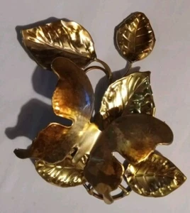 Retro Brass Copper Wall Hanging Home Ornament Branches Leaves Butterfly Decor - Picture 1 of 2