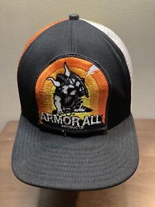 Vintage 80s Armor All Products Patch Car Promo Color Block Snapback Trucker Hat
